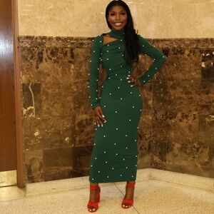 SHEIN Green Asymmetrical Bodycon Dress for Wedding